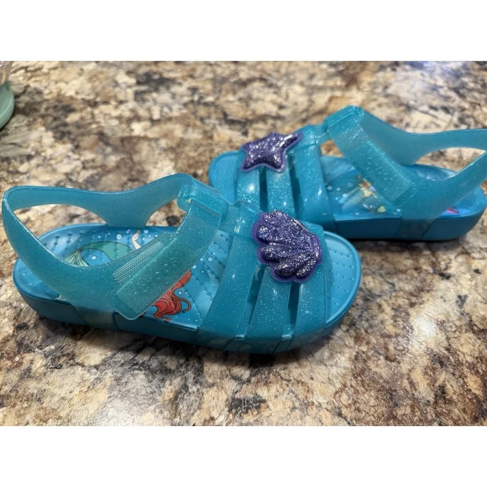 Crocs Kids Disney Princess Ariel Isabella Jelly Sandals Glitter EUC C 12
